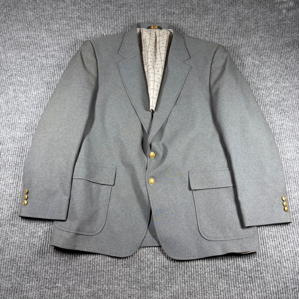 Vintage Perma-Prest Blazer Mens 48B Classic Collection Gray Jacket Made in USA